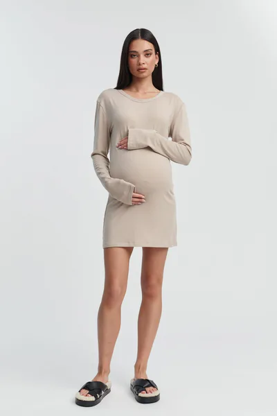 Legoe Heritage Soft Merino/Tencel LS Dress (Taupe) - FINAL SALE