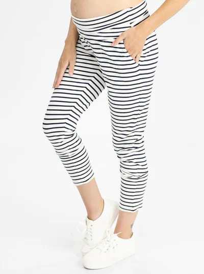 Angel Maternity Maternity Comfort Lounge Pants in Navy Stripes
