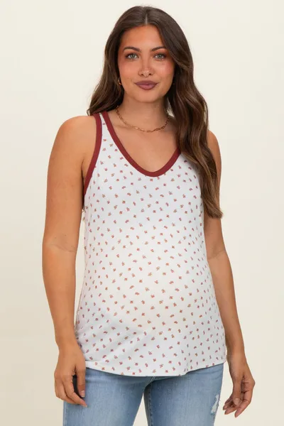 PinkBlush Brick Floral Solid Trim Maternity Tank Top