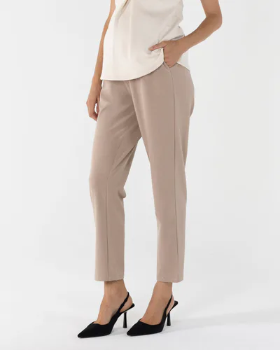 Angel Maternity Donna High Waist Maternity Work Pants in Beige