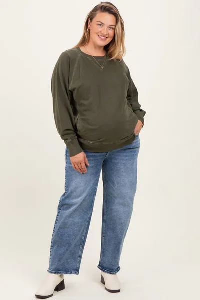 PinkBlush Blue Slim Ankle Barrel Leg Maternity Plus Jeans