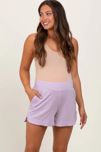 PinkBlush Lavender Basic Rounded Hem Maternity Shorts