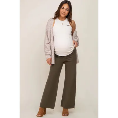 Target Pinkblush Olive Raw Hem Wide Leg Maternity Jeans Small