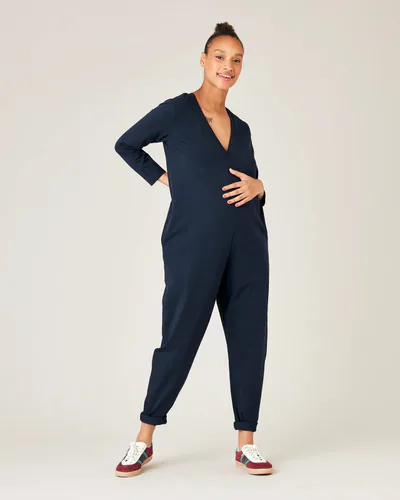 For The Creators Milly Navy Cotton Jersey Jumpsuit with Pockets