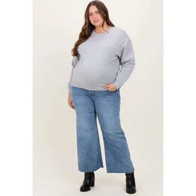 Target Pinkblush Blue Cut Hem Cropped Wide Leg Maternity Jeans 1X