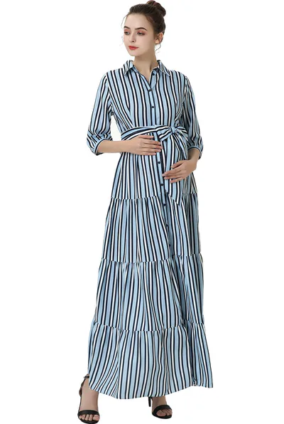 Kimi + Kai Kimi + Kai Maternity "Ruby" Nursing Maxi Shirt Dress