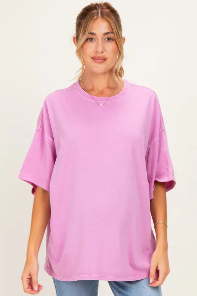 PinkBlush Fuchsia Oversized Mineral Wash Maternity T-Shirt