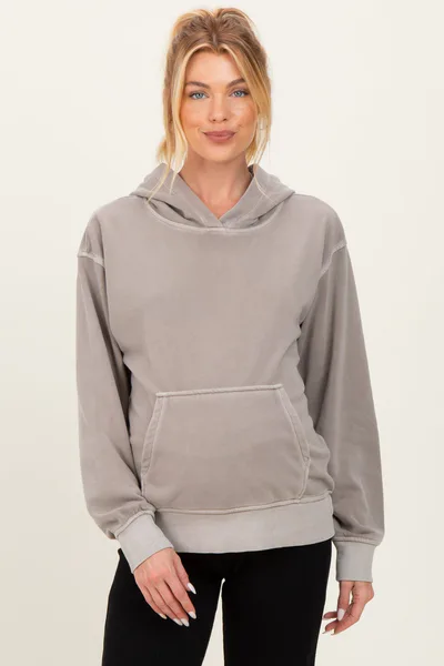 PinkBlush Mocha Soft Fleece Maternity Pocket Hoodie
