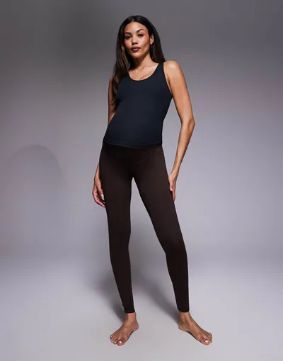 ASOS 4505 Maternity Icon soft touch high waist yoga leggings in brown