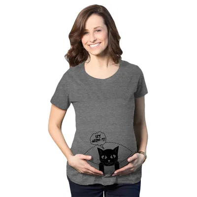 Target Womens Let MeowT Maternity T Shirt Funny Cat Lady Pet Lover Pregnancy Tee - Crazy Dog Maternity T Shirt With Sarcastic Sayings Dark Grey XL