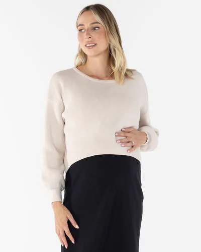 Angel Maternity Sylvie Luxury Maternity Knitted Cropped Jumper - Bone