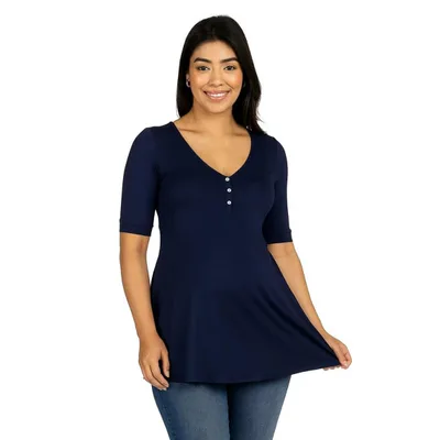 Target 24seven Comfort Apparel Maternity Elbow Sleeve Tunic Top-Navy-XL