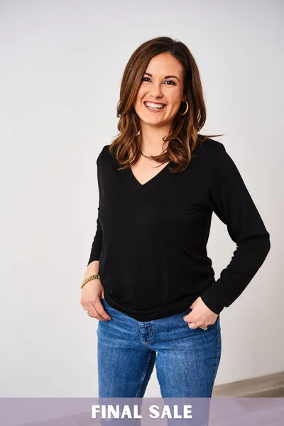 Latched Mama Latched Mama Go-To V-Neck Long Sleeve Nursing Top - Final Sale