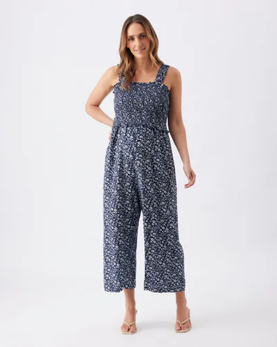 Ripe Maternity Elodie Nursing Jumpsuit Navy