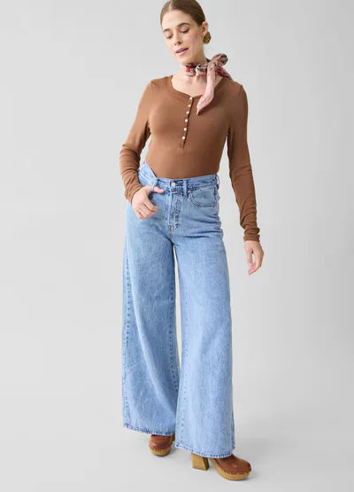 Ingrid & Isabel Rib Henley Long Sleeve Maternity + Nursing Top