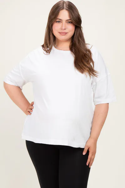 PinkBlush White Vintage Wash Exposed Seam Maternity Plus T-Shirt