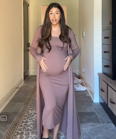 Bump City The Bodycon Dress & Duster Set - Mocha