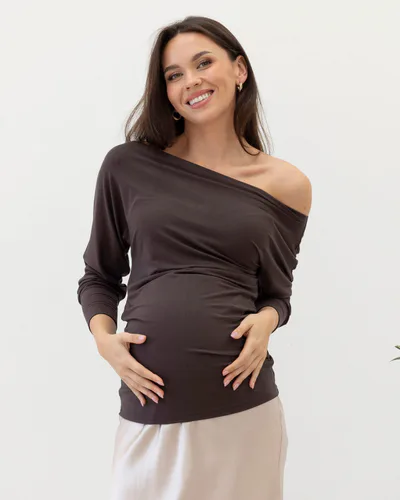 Angel Maternity Sarah Boat Neck Maternity Long Sleeve Blouse