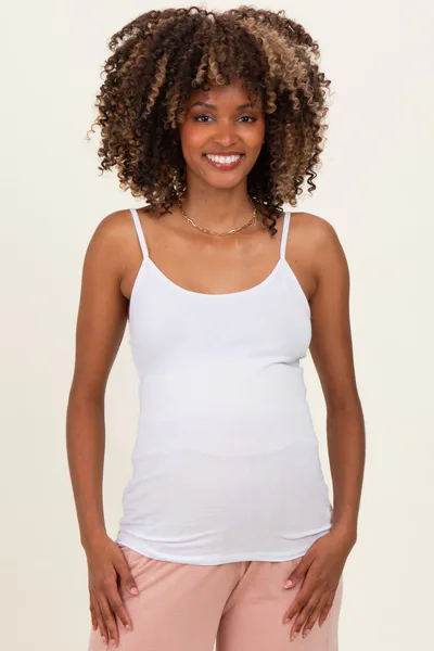 PinkBlush White Basic Adjustable Strap Maternity Cami