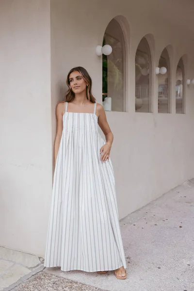 Petal & Pup Corfu Midi Dress - Blue Stripe