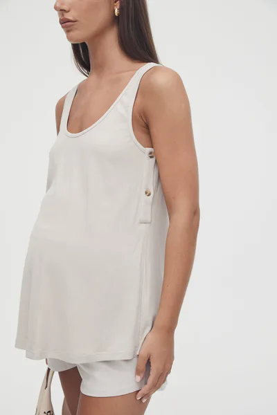 Legoe Heritage Scoop Neck Rib Tank (Stone) - FINAL SALE