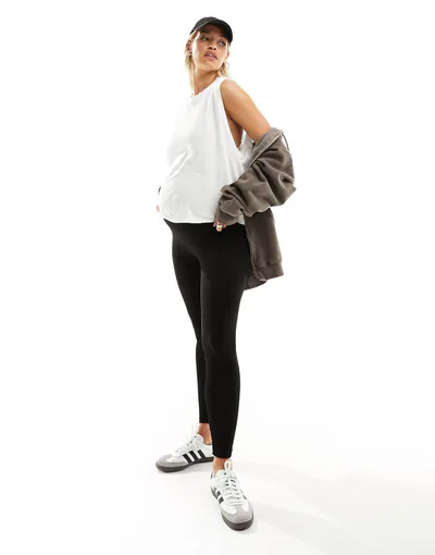 ASOS Vero Moda Maternity over the bump seamless ribbed leggings in black