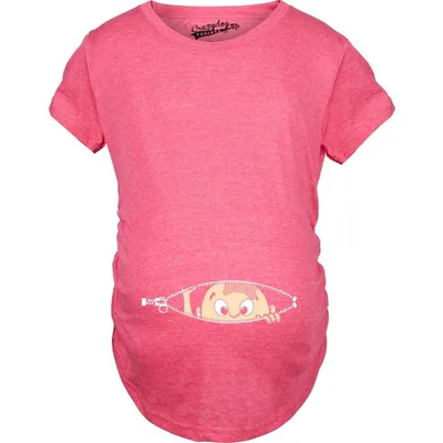 Target Maternity Baby Girl Peeking Pink Bow New Baby Announcement Pregnancy T shirt - Crazy Dog Maternity T Shirt Gift for Mom to be Pink M