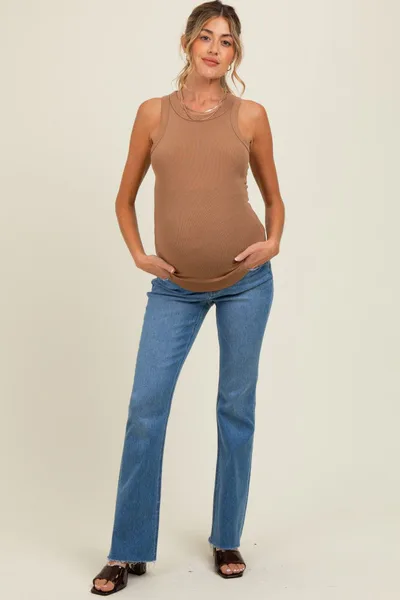 PinkBlush Blue Raw Hem Bootcut Maternity Jeans