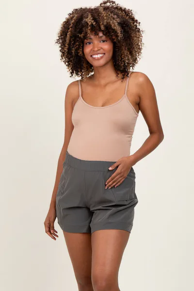 PinkBlush Olive Green Elastic Cargo Maternity Shorts