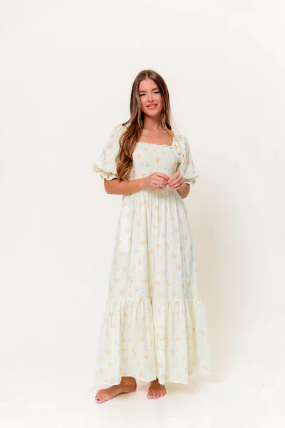 Worth Collective Livvy 100% Cotton Dress in Green (Fully Lined) - Bump Friendly