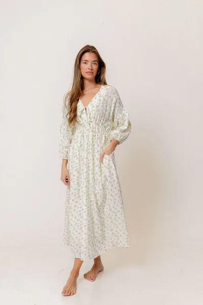 Worth Collective Hunter 100% Cotton Midi Dress in Peach - Bump Friendly