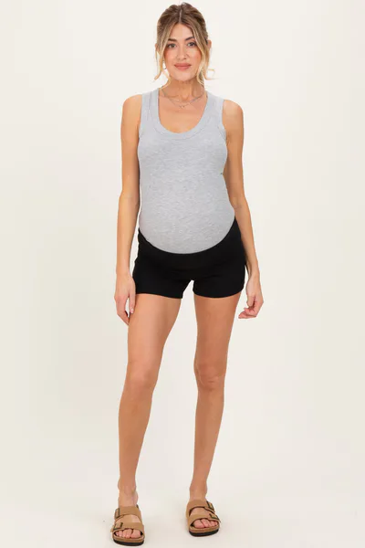 PinkBlush Black Foldover Waistband Maternity Shorts