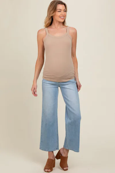 PinkBlush Light Blue Wide Leg Maternity Jeans