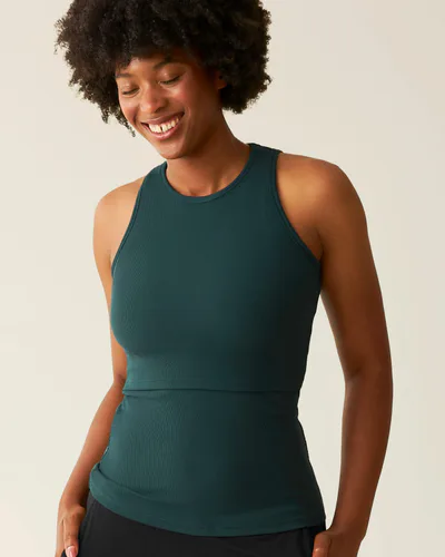 Kindred Bravely Ribbed Bamboo Racerback Nursing Tank | Evergreen