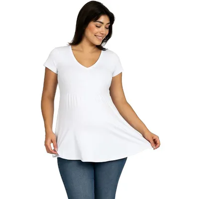 Target 24seven Comfort Apparel Maternity Short Sleeve Flared Tunic Top-White-1X