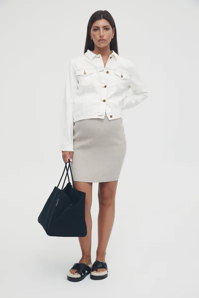 Legoe Heritage Cropped Denim Jacket (White) - FINAL SALE