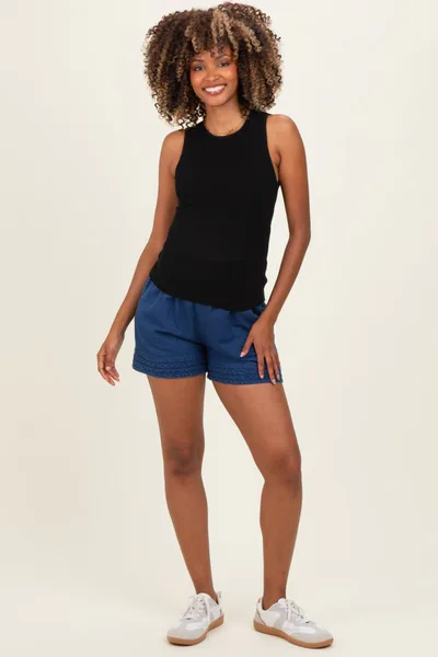 PinkBlush Black Ribbed Knit Maternity Tank Top