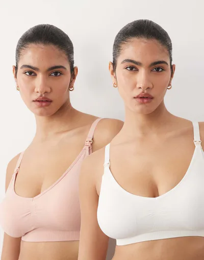 ASOS Mamalicious Maternity nursing bras 2-pack in pink and white