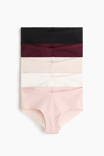 H&M MAMA 5-Pack Lace-Trimmed Cotton Hipster Briefs