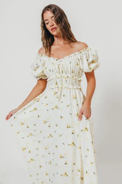 Worth Collective Sydnee Maxi Dress in Yellow Floral - Bump Friendly *4/29 PRE-ORDER*