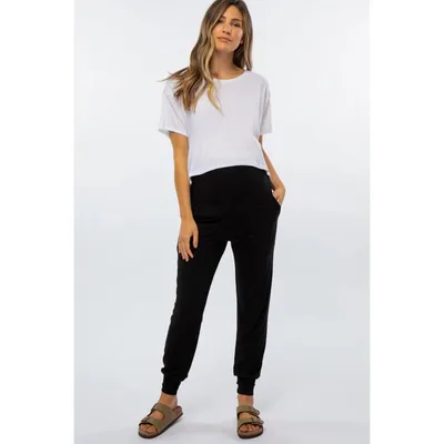 Target Pinkblush Black Maternity Band Jogger Pants Large
