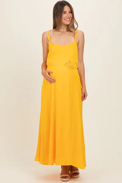 PinkBlush Sunflower Sleeveless Flower Belt Maxi Dress