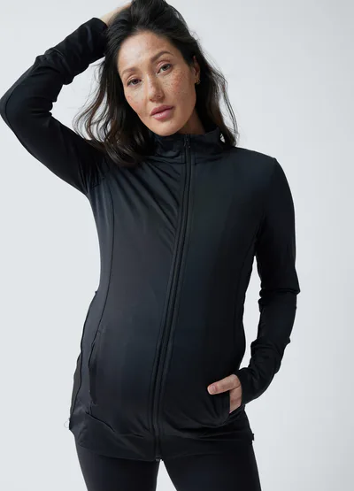 Ingrid & Isabel Active Maternity Side Zip Jacket Black