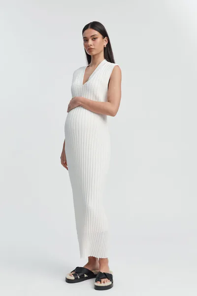 Legoe Heritage V Neck Luxe Dress (Cream) - FINAL SALE