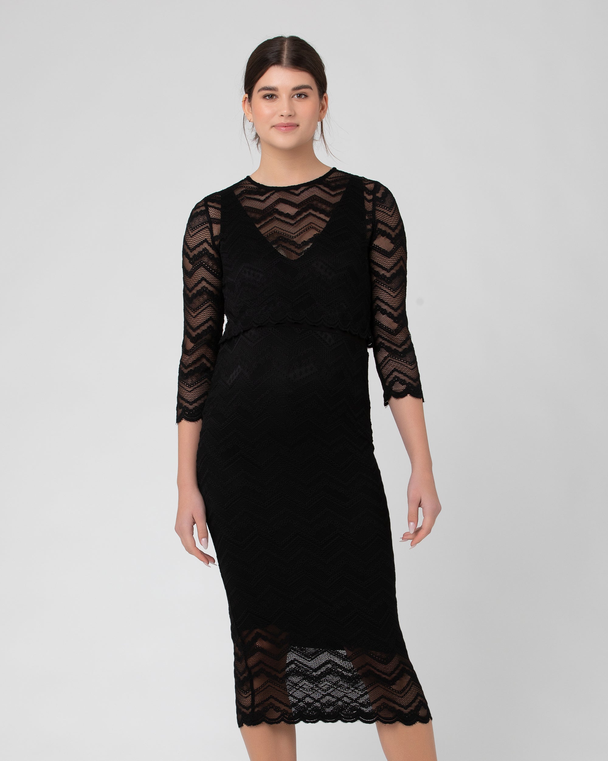 Ripe Maternity Eve Lace Nursing Dress Black