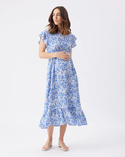 Ripe Maternity Pippa Cut Out Dress Royal / White