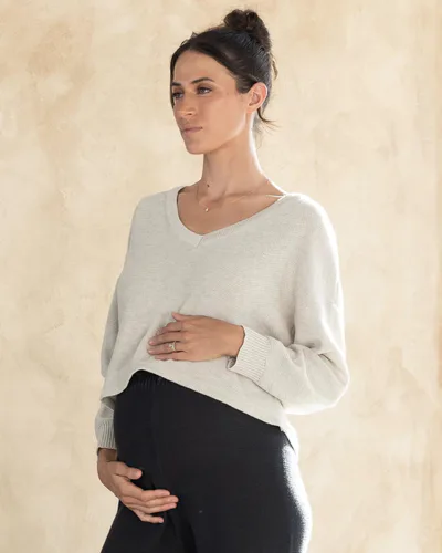 Angel Maternity Evelyn Cotton Knit Jumper in Wolf White