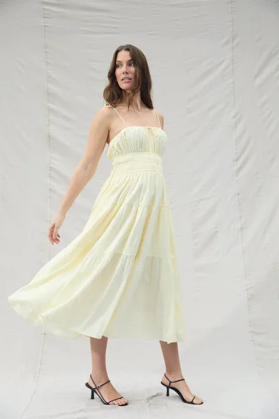 BUMPSUIT Shirred Midi Poplin Dress