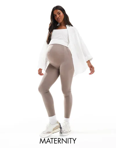 ASOS Mamalicious Maternity seamless legging in taupe
