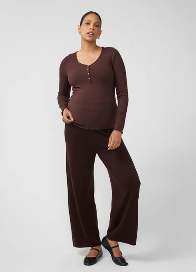 Ingrid & Isabel Long Sleeve Rib Maternity Nursing Henley